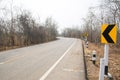 Traffic sign and Asphalt road in forest