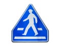Traffic sign, blue pentagon pedestrian sign isolated on white background, clipping path Royalty Free Stock Photo