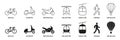 Traffic Sign Collection. Vehicle Symbols, Transportation Modes Line and Silhouette Icon Set. Pedestrian, Helicopter Royalty Free Stock Photo