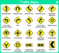 Traffic sign collection, warning road signs Royalty Free Stock Photo