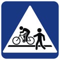 Traffic sign, crossing for pedestrians and cyclists, road sign, eps. Royalty Free Stock Photo