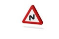 traffic sign, 3d render. danger dangerous curves right - left. highway traffic code.