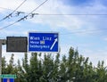 Traffic sign of direction to 1 highways in the Linz,Messe, Vienna. Salzburg, Austria