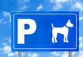 Traffic sign for dogs against blue sky Royalty Free Stock Photo