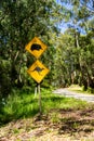 Traffic sign of Echidna and Kangaroo