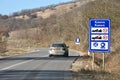 Traffic sign at the entrance to the Republic of Kosovo from Serbia Royalty Free Stock Photo