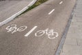 Traffic sign in an exclusive lane for bicycles