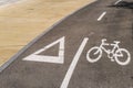 Traffic sign in an exclusive lane for bicycles