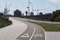 Traffic sign in an exclusive lane for bicycles i