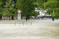 Traffic sign - extraordinary flood, on Danube river in Bratislava