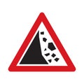 Traffic sign falling rocks or debris Royalty Free Stock Photo