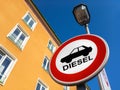 The traffic sign forbidding to use diesel cars Royalty Free Stock Photo