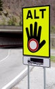 traffic sign with hand and the ban symbol for the block road for Royalty Free Stock Photo