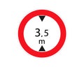 Traffic sign. Heigh limit 3.5 metre. Vector illustration. Red circle. Limits the heigh of vehicle Royalty Free Stock Photo