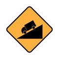 traffic sign icon, downhill road sign