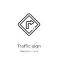 traffic sign icon vector from navigation maps collection. Thin line traffic sign outline icon vector illustration. Outline, thin