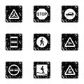 Traffic sign icons set, grunge style Royalty Free Stock Photo