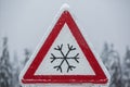 Traffic sign for icy road Royalty Free Stock Photo