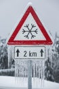 Traffic sign for icy road Royalty Free Stock Photo