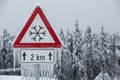 Traffic sign for icy road Royalty Free Stock Photo