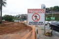 Traffic sign informing that pedestrians are prohibited in this location. City of Salvador, Bahia Royalty Free Stock Photo