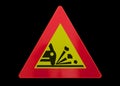 Traffic sign isolated - Ejection of gravel