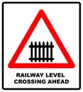Traffic sign level crossing with ahead. Vector illustration.