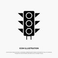 Traffic, Sign, Light, Road Solid Black Glyph Icon Royalty Free Stock Photo