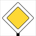 traffic sign main road white background post