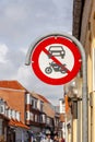 Traffic sign No Cars and Motorcycles in Ringkobing, Denmark Royalty Free Stock Photo