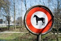 Traffic sign - no entry with horse Royalty Free Stock Photo