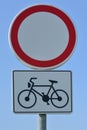 Traffic sign no vehicles except bicycles