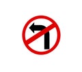 Traffic sign not turn left with white background Royalty Free Stock Photo