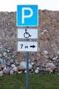 Traffic sign parking for disabled people, closeup Royalty Free Stock Photo