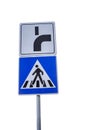Traffic sign for pedestrian crossing and direction of priority r