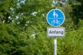 Traffic sign for pedestrians and cyclists in Germany Royalty Free Stock Photo