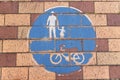 Traffic sign for pedestrians and cyclists printed on the pavement Royalty Free Stock Photo