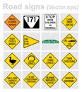 Traffic sign road concept design set. Illustration 4x4 per set Royalty Free Stock Photo