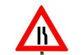 Traffic sign road constriction Royalty Free Stock Photo