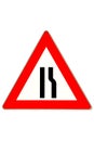 Traffic sign road constriction