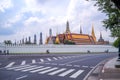 Traffic sign on road Have background Wat Phra Kaew