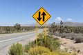 Traffic sign on the road in Joshua Tree National Park, California Royalty Free Stock Photo