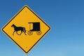 Traffic sign showing silhouette of horse drawn carriage Royalty Free Stock Photo