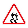 Traffic sign SLIPPERY ROAD road on white, illustration Royalty Free Stock Photo