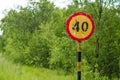 Traffic sign speed limit 40 mph Royalty Free Stock Photo
