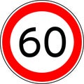 Traffic sign speed limit 60, vector max speed 60 kmh