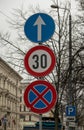 Traffic sign `Stop is prohibited.` Royalty Free Stock Photo