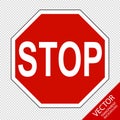 Traffic Sign Stop - Vector Illustration - Isolated On Transparent Background