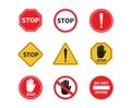 Traffic sign stop on white background. Do not enter sign. Attention, Forbidden, Caution. Vector illustration Royalty Free Stock Photo