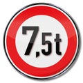 Traffic sign 7.5 tonnes maximum weight